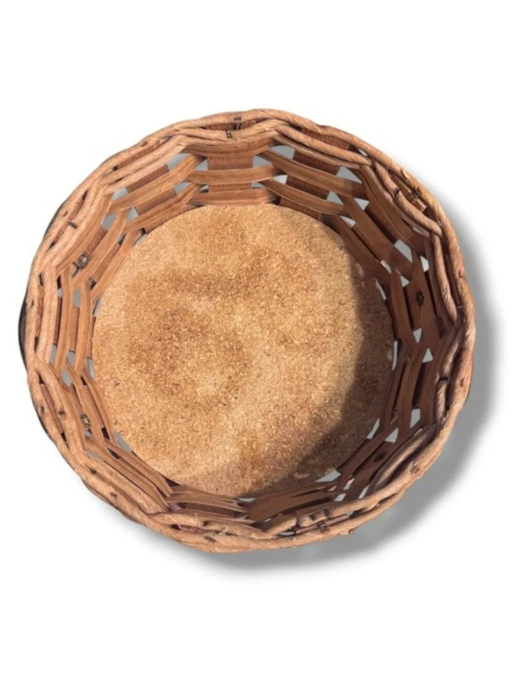 PYREX Wooden Leather Handled Woven Basket Cork Bottom Casserole Carrier VINTAGE